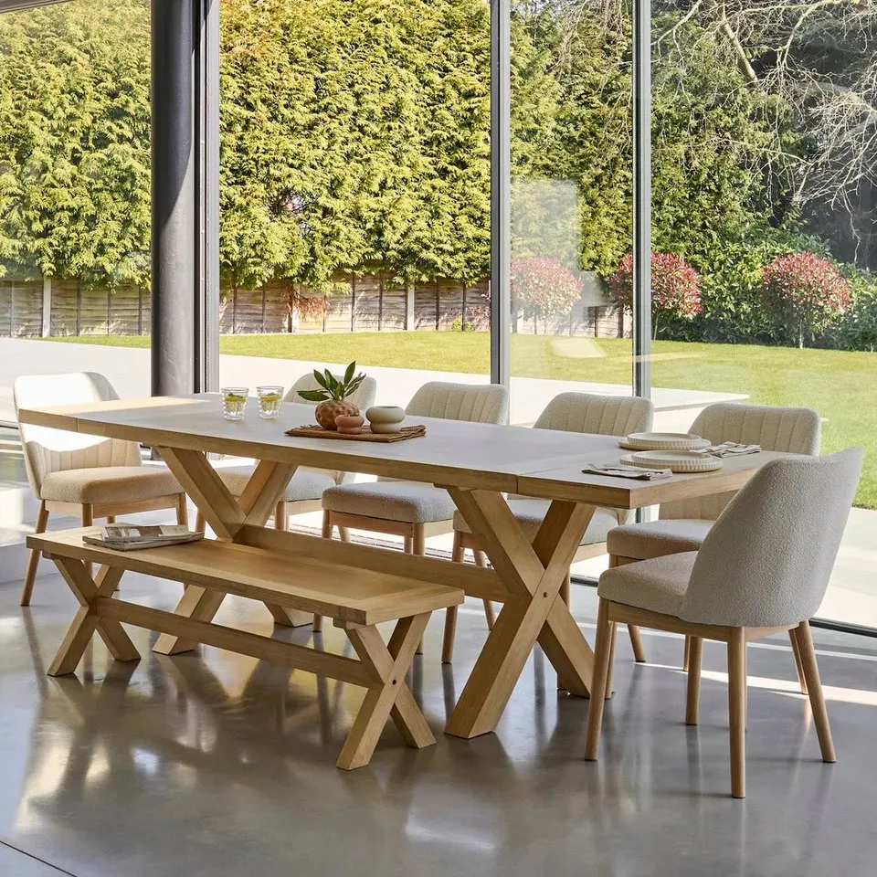 BOXED GRACELA 8 - PERSON SOLID OAK DINING (4 BOXES) 