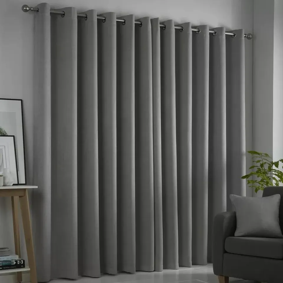 QUIDA EYELET ROOM DARKENING CURTAIN COLOUR SILVER 