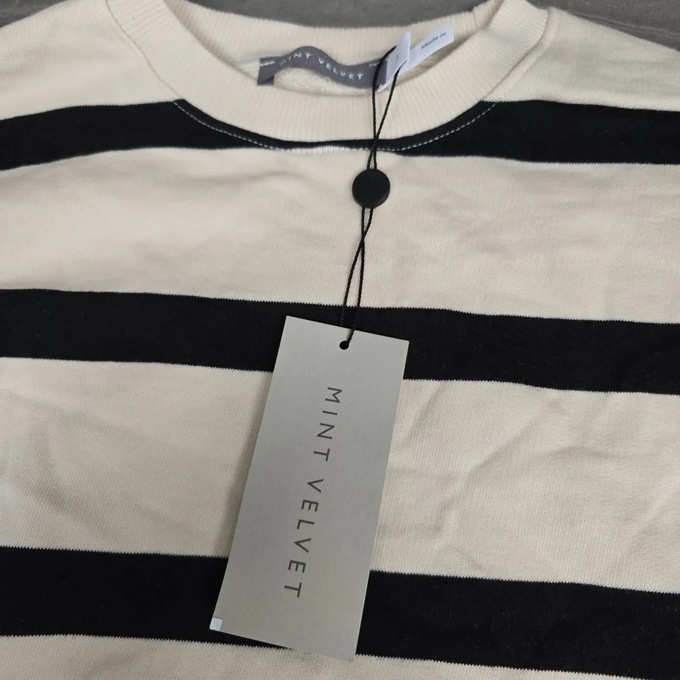 MINT VELVET STRIPED KNIT SWEATER – CREAM & BLACK, SIZE S