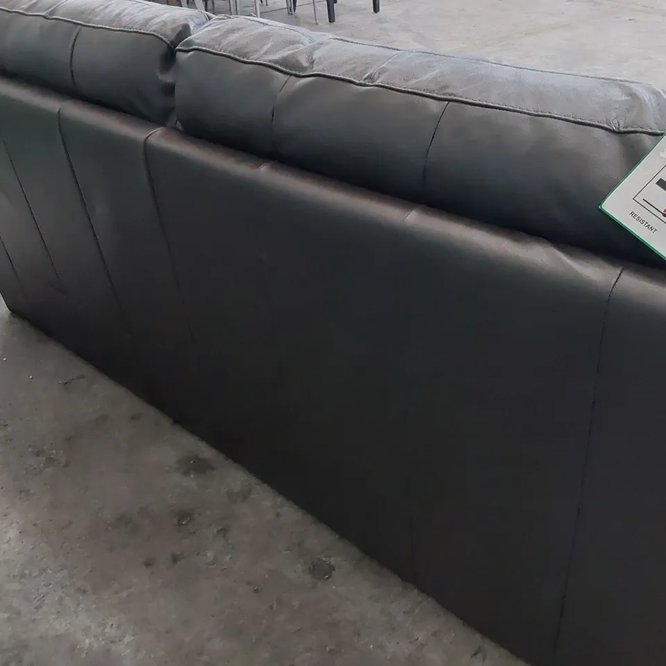 DESIGNER THREE SEATER SOFA GREY LEATHER 