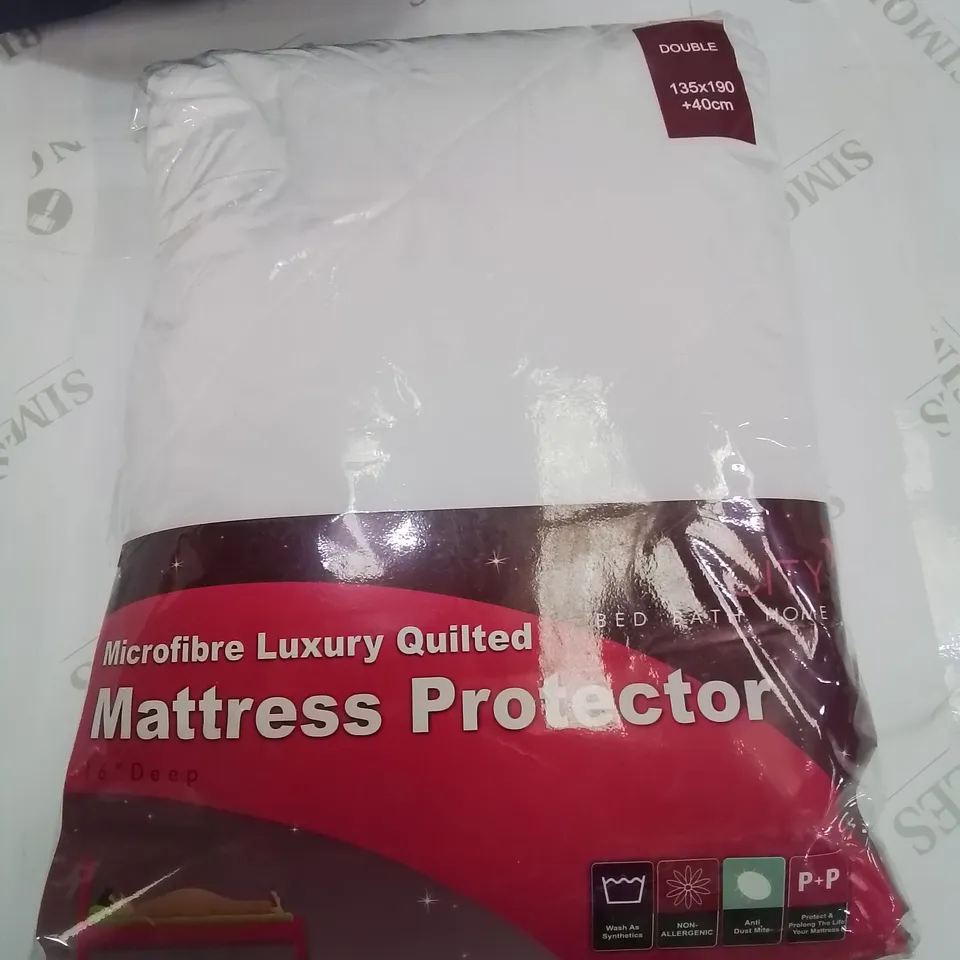 BAGGED MICROFIBRE LUXURY DOUBLE MATTRESS PROTECTOR 