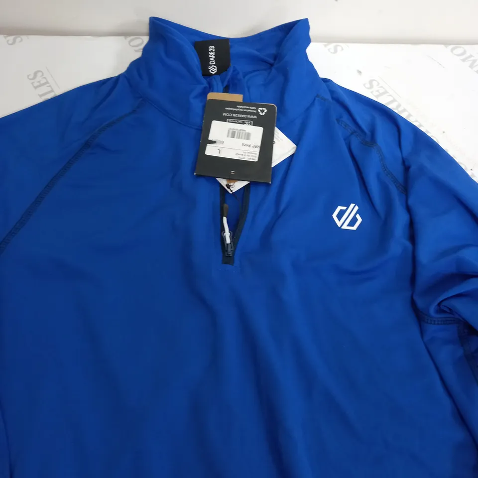 DARE2B STRETCH QUARTER ZIP LONG SLEEVE FLEECE IN BLUE - LARGE