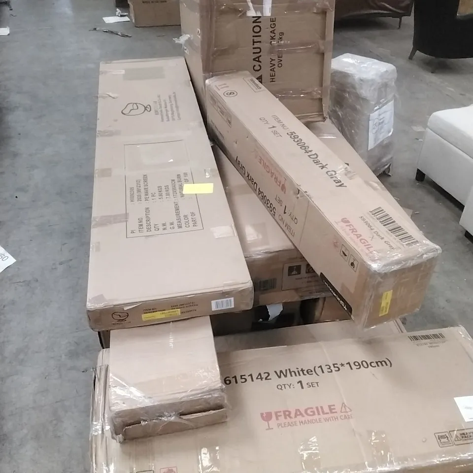 PALLET OF ASSORTED AND INCOMPLETE FURNITURE PIECES ETC