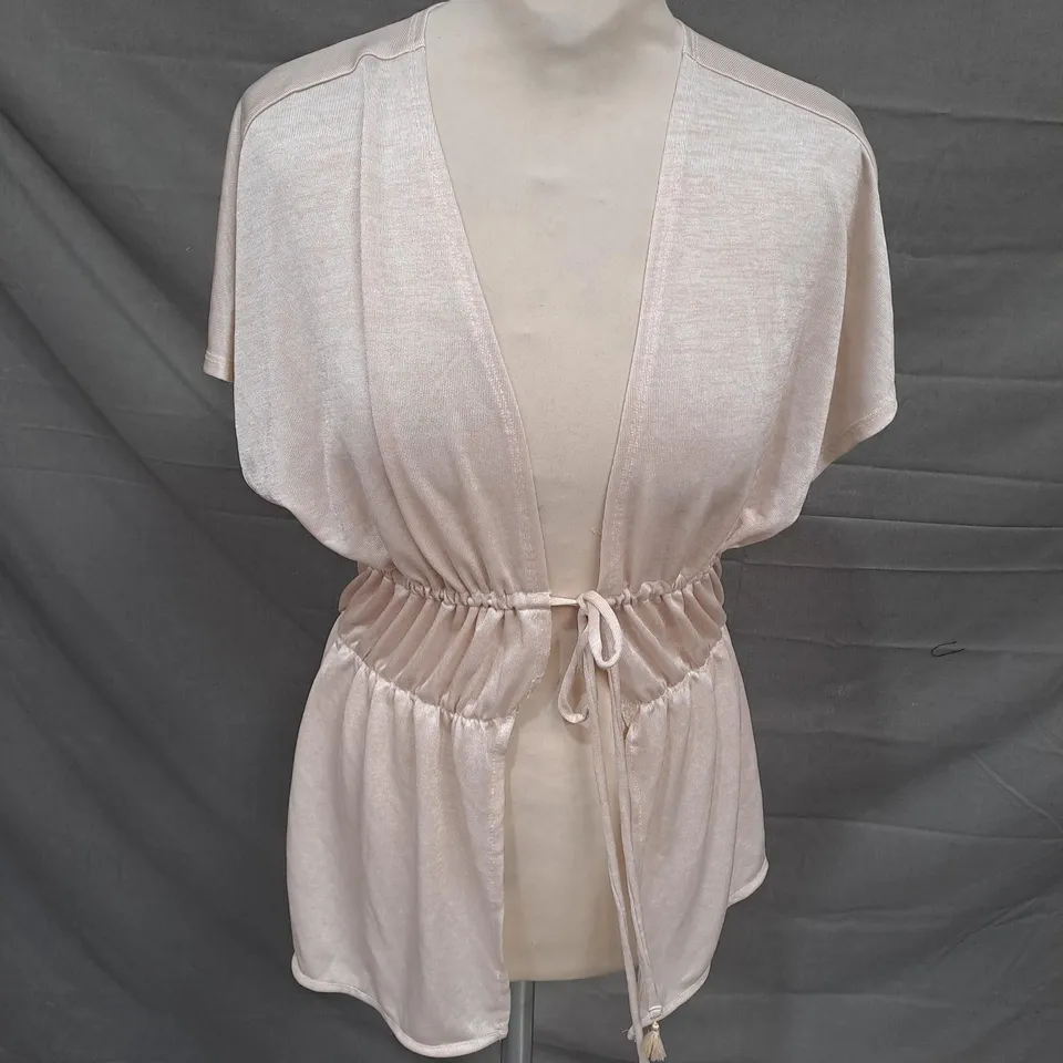 VICTORIA'S SECRET TIE FRONT TOP IN CHAMPAGNE SHIMMER SIZE S