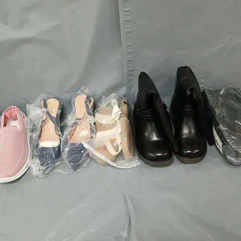 BOX OF APPROXIMATELY 15 PAIRS OF ASSORTED SHOES IN VARIOUS STYLES, COLOURS AND SIZES