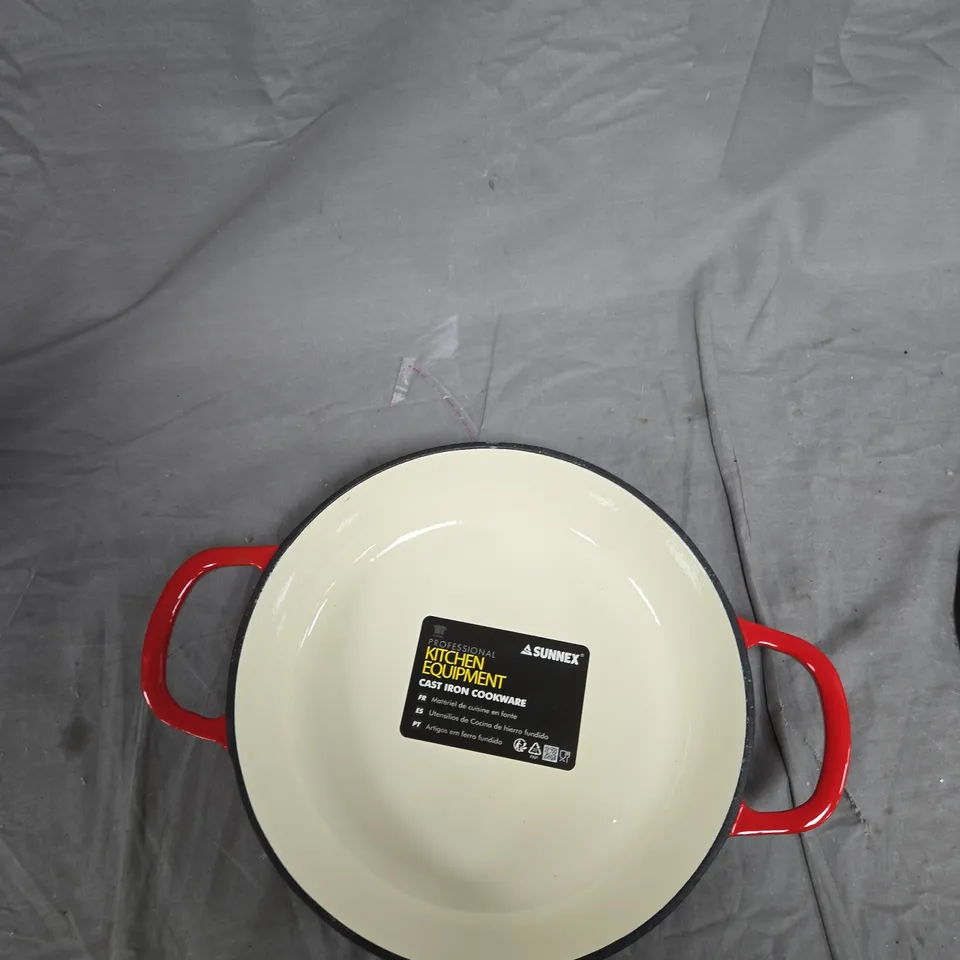 SUNNEX CAST IRON DUTCH OVEN – RED ENAMELLED WITH LID 