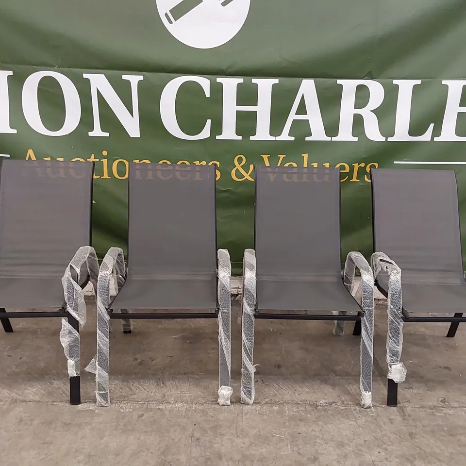 SET OF 4 DESIGNER GARDEN CHAIRS IN GREY AND BLACK (4 ITEMS)
