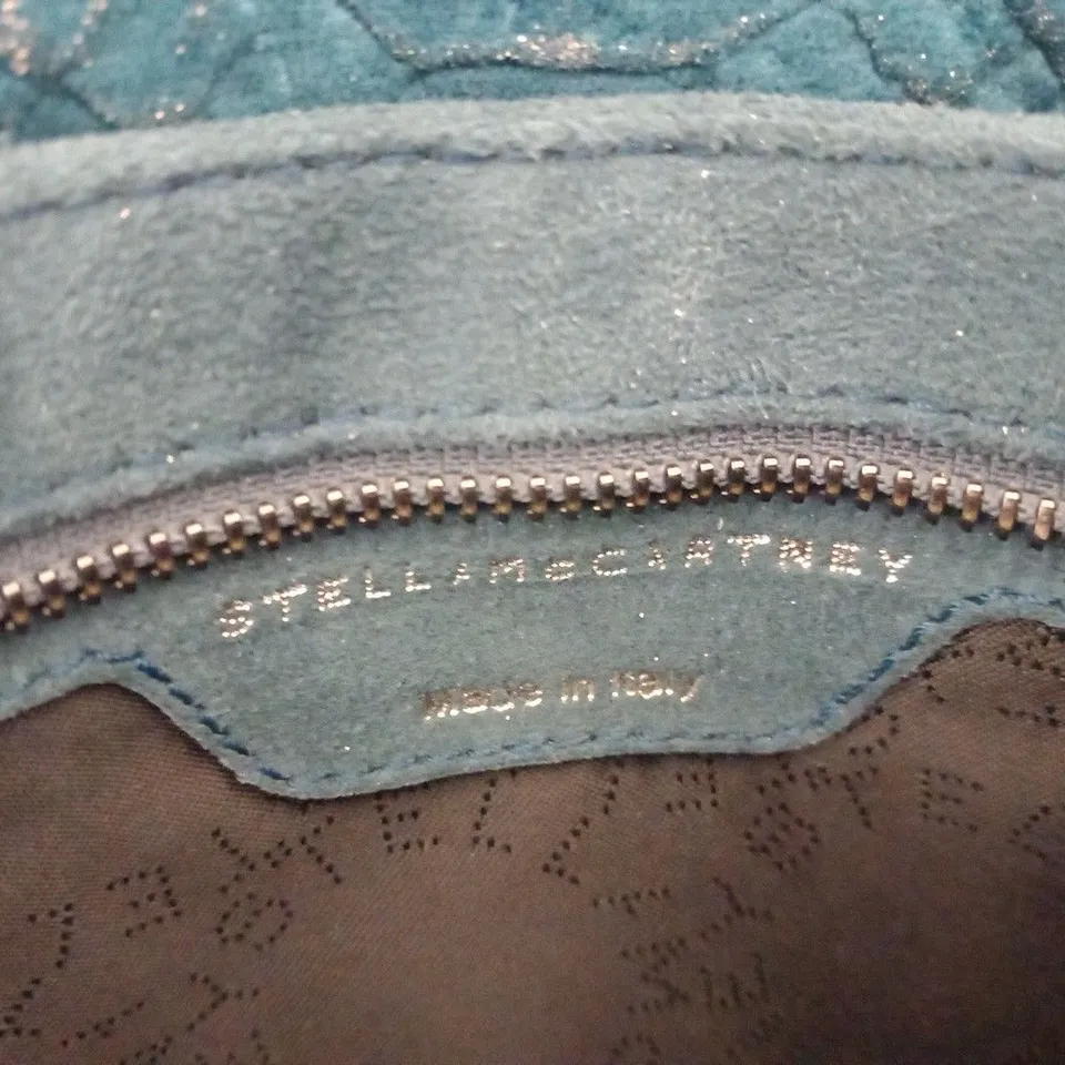 STELLA MCCARTNEY FEATHER BLUE VELVET EMBOSSED BAG