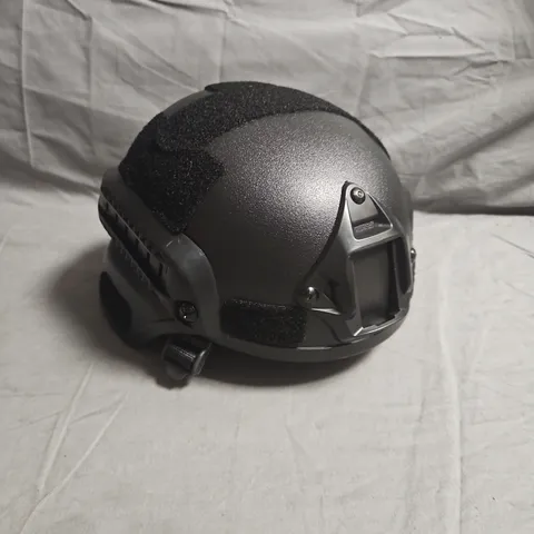 Airsoft Tactical Helmet with Foam Padding and Straps – Black/Grey (Survival Games Restricted)