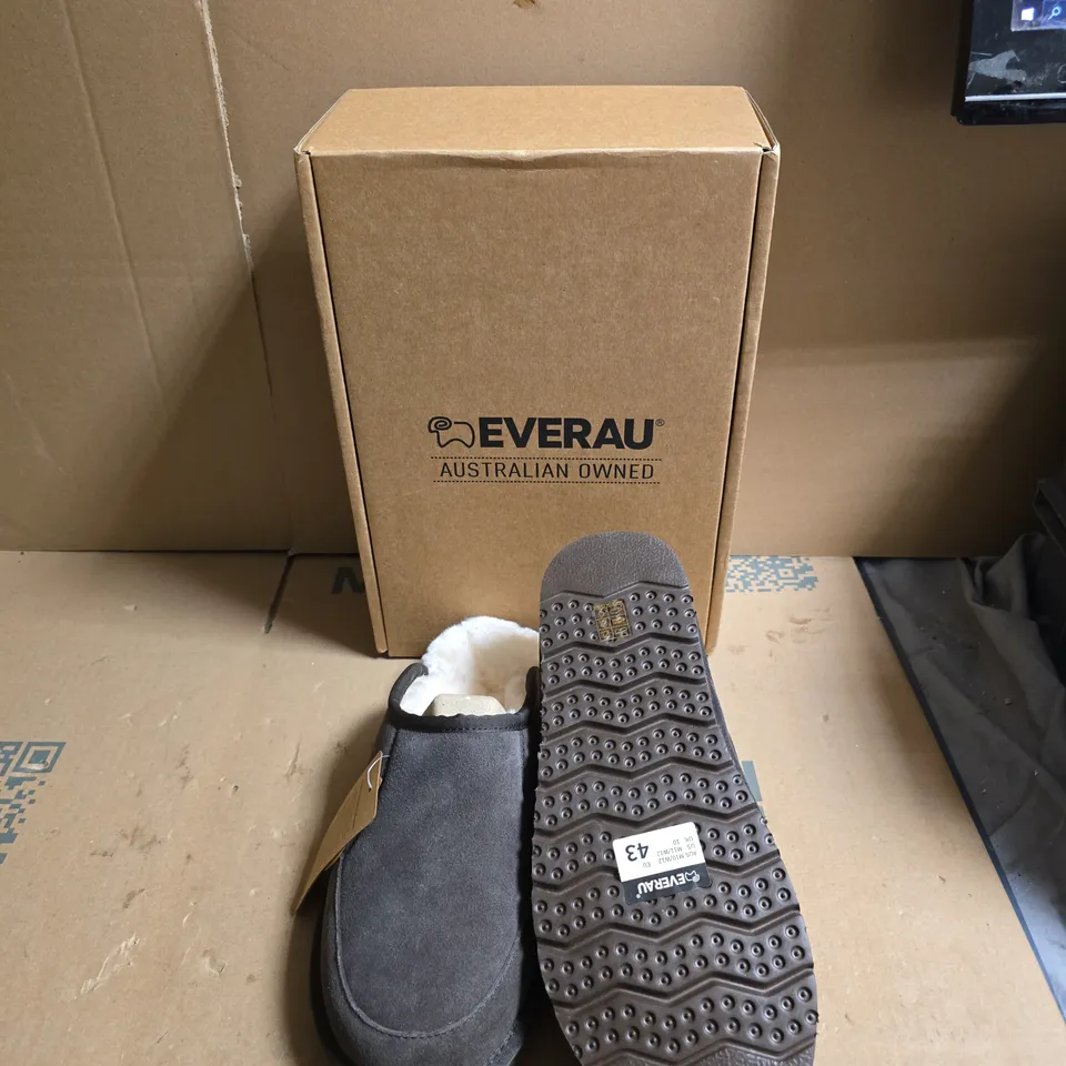 EVERAU SLIPPERS – GREY WITH SHEARLING LINING - EUR SIZE 43 
