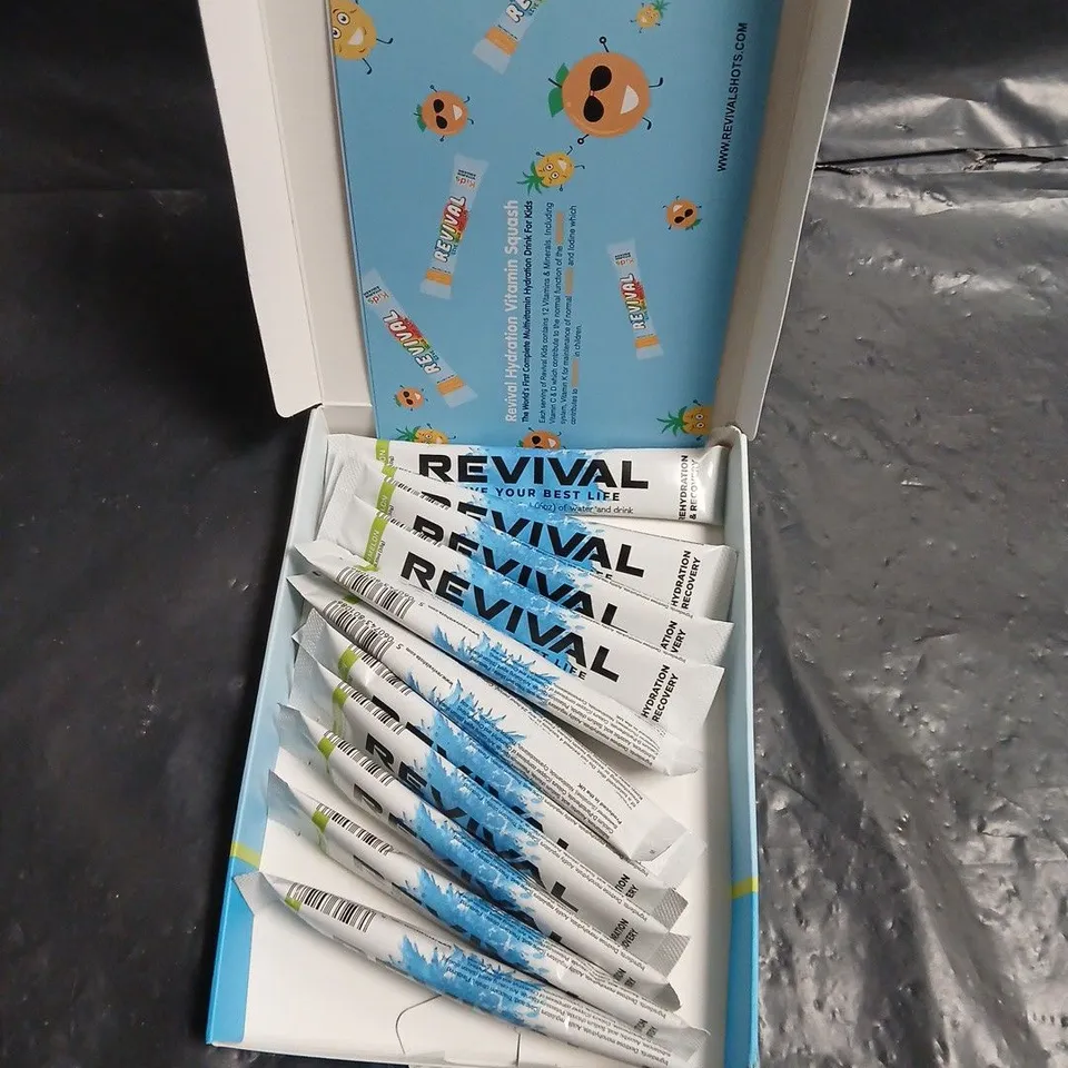 REVIVAL REHYDRATION & RECOVERY ELECTROLYTE DRINK MIX STICKS – WATERMELON (12 STICKS) BOXED