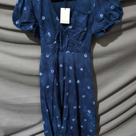 NOBODY'S CHILD NIA MIDI DRESS BLUE NAVY SHIBORI, UK 8