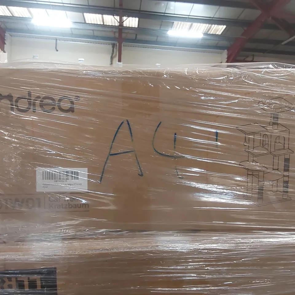 PALLET CONTAINING A LARGE QUANTITY OF ASSORTED FURNITURE INCLUDING: SHOE BOX, CAT TREES, STORAGE OTTOMAN, LAUNDRY BASKET ECT