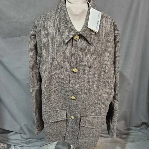 ORIGINAL FIBRES WOOL FIELD JACKET NATURAL HERRINGBONE - XL