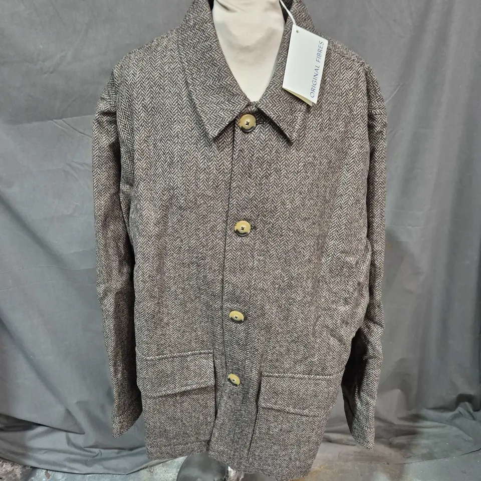 ORIGINAL FIBRES WOOL FIELD JACKET NATURAL HERRINGBONE - XL