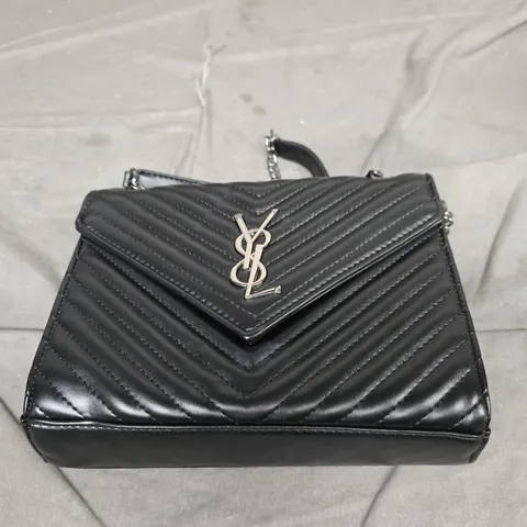 YSL QUILTED LEATHER SHOULDER BAG WITH CHAIN STRAP – BLACK