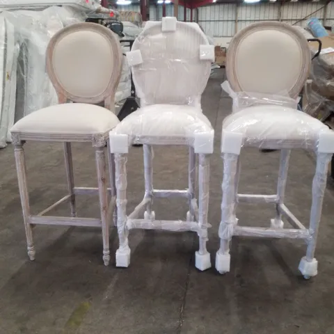 SET OF 3 HIGH STOOL CHAIRS WOODEN