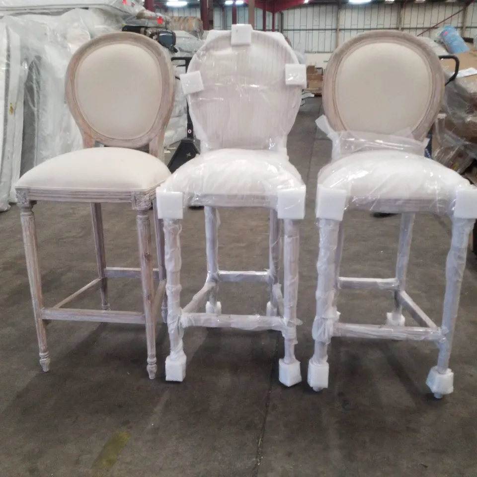 SET OF 3 HIGH STOOL CHAIRS WOODEN