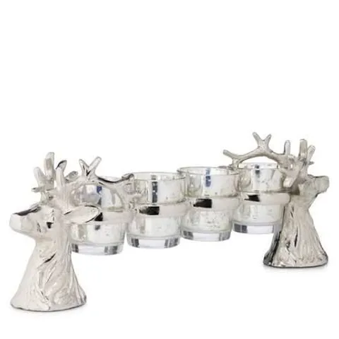 BOXED HOMEWORK STORIES 35CM 4 GLASS STAG CANDLE HOLDER DISPLAY