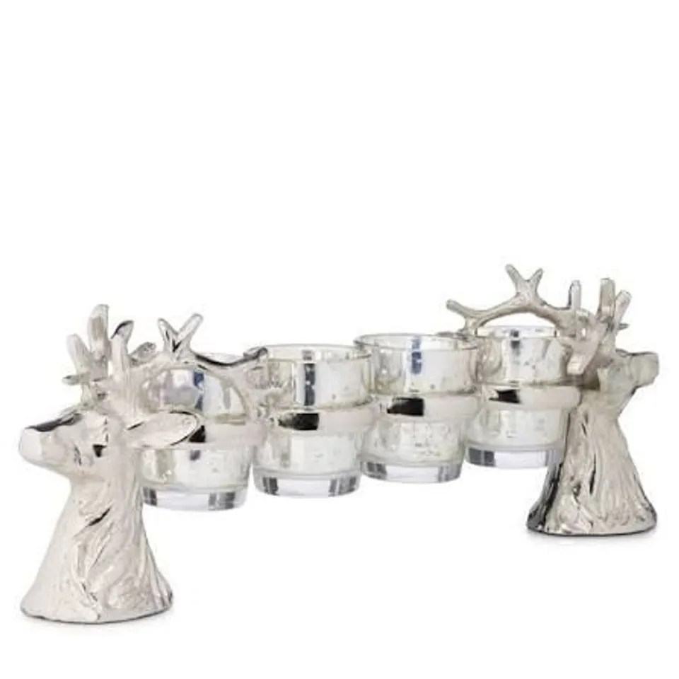 BOXED HOMEWORK STORIES 35CM 4 GLASS STAG CANDLE HOLDER DISPLAY