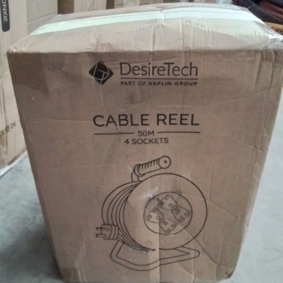 BOXED DESIRETECH 50m 4 SOCKET CABLE REEL 