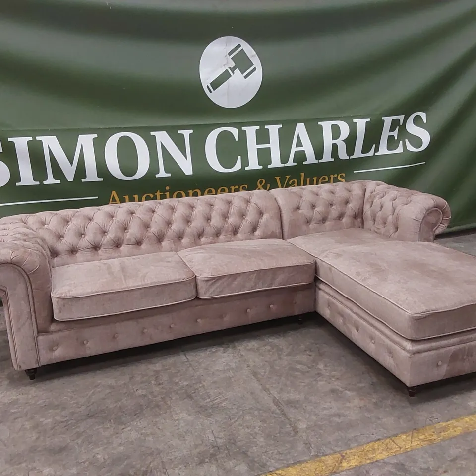 LAURA CHESTERFIELD FABRIC RIGHT HAND CORNER CHAISE  RRP £1999