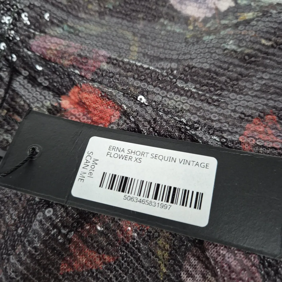 MOTEL ERNA SHORT SEQUIN VINTAGE FLOWER DRESS – UK 6 (XS)