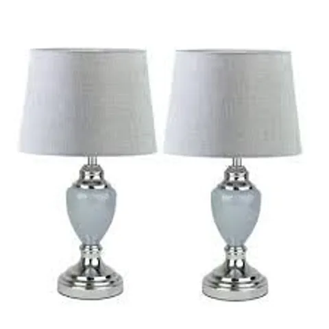 BOXED ZELLNER PAIR (2x) 44CM GREY CHROME TABLE LAMPS (1 BOX)