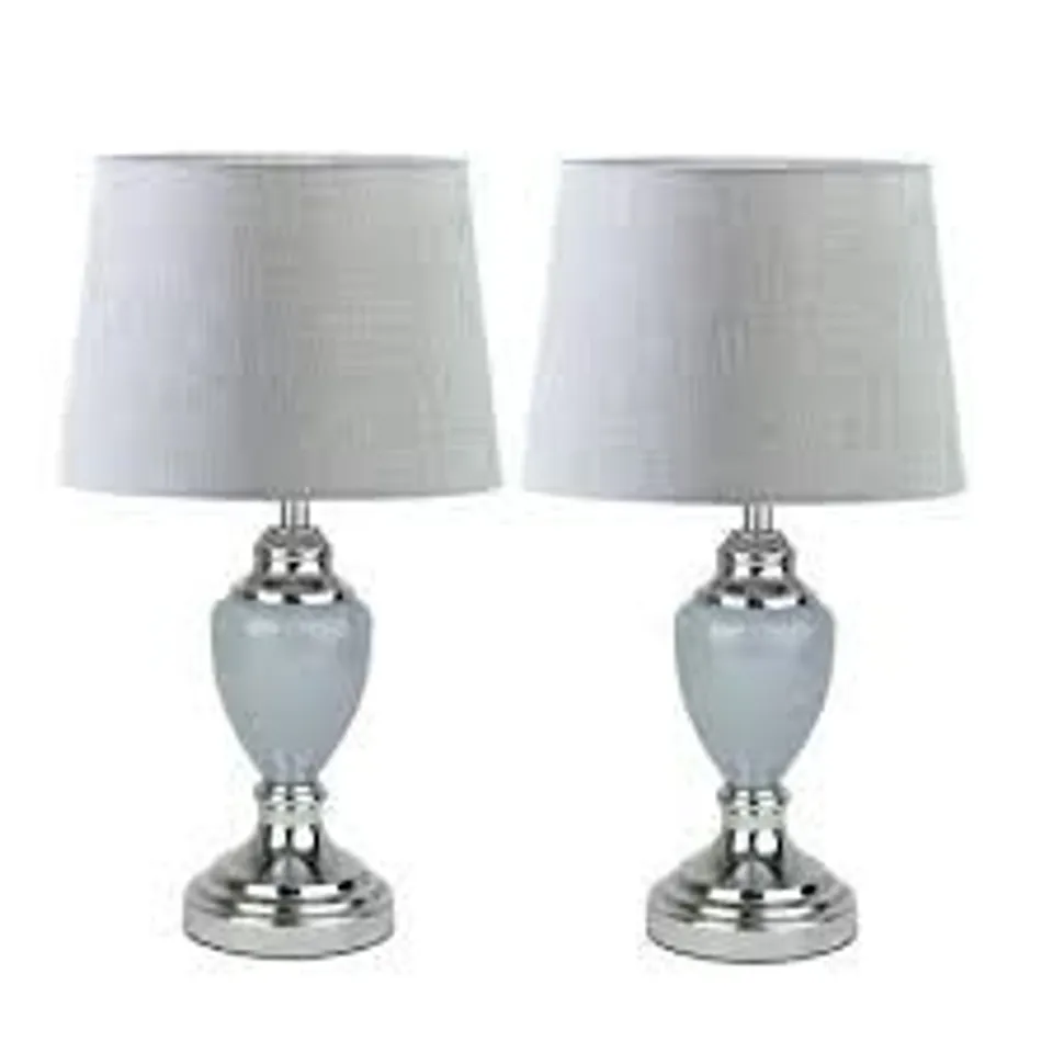 BOXED ZELLNER PAIR (2x) 44CM GREY CHROME TABLE LAMPS (1 BOX)