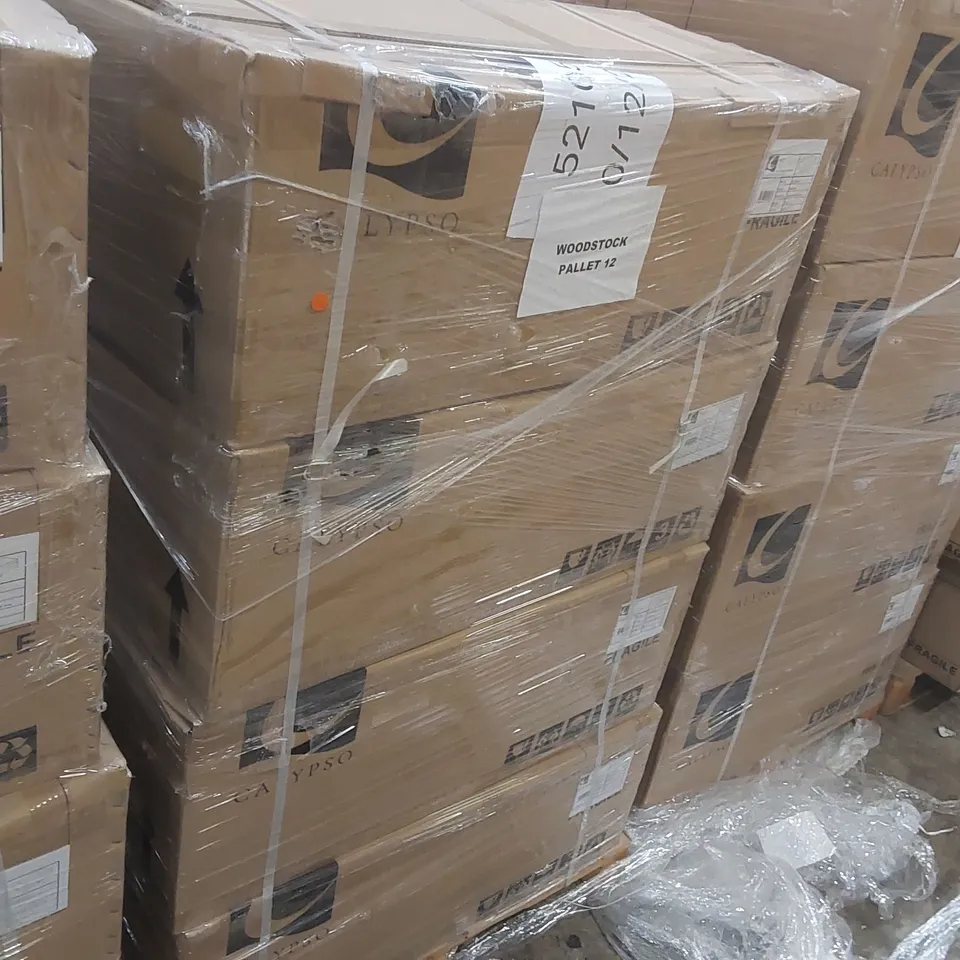 PALLET CONTAINING A LARGE QUANTITY OF BRAND NEW BRAND NEW SAVENA SINGLE DRAWER VANITY BASE UNIT