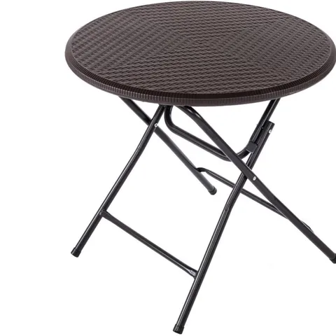 BOXED 80CM ROUND FOLDING HEAVY DUTY OUTDOOR RATTAN PATIO GARDEN BISTRO TABLE