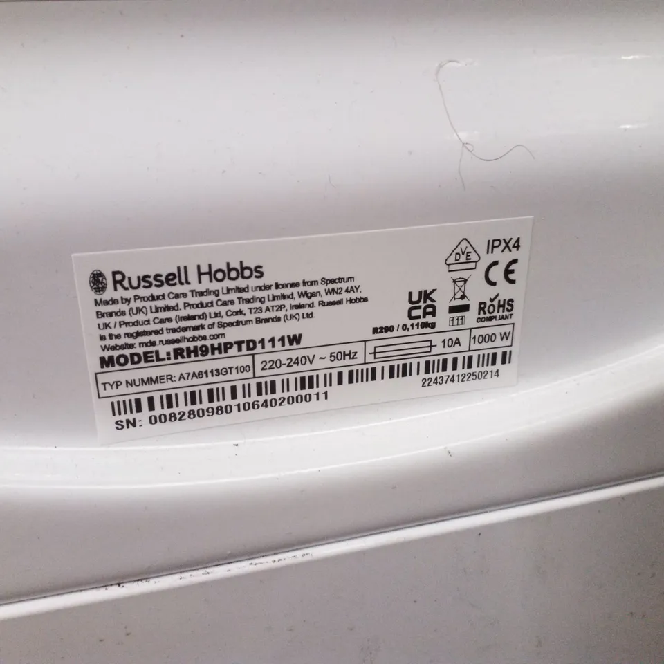 RUSSELL HOBBS RH9HPTD111B 11 SERIES 9KG HEAT PUMP TUMBLE DRYER - WHITE