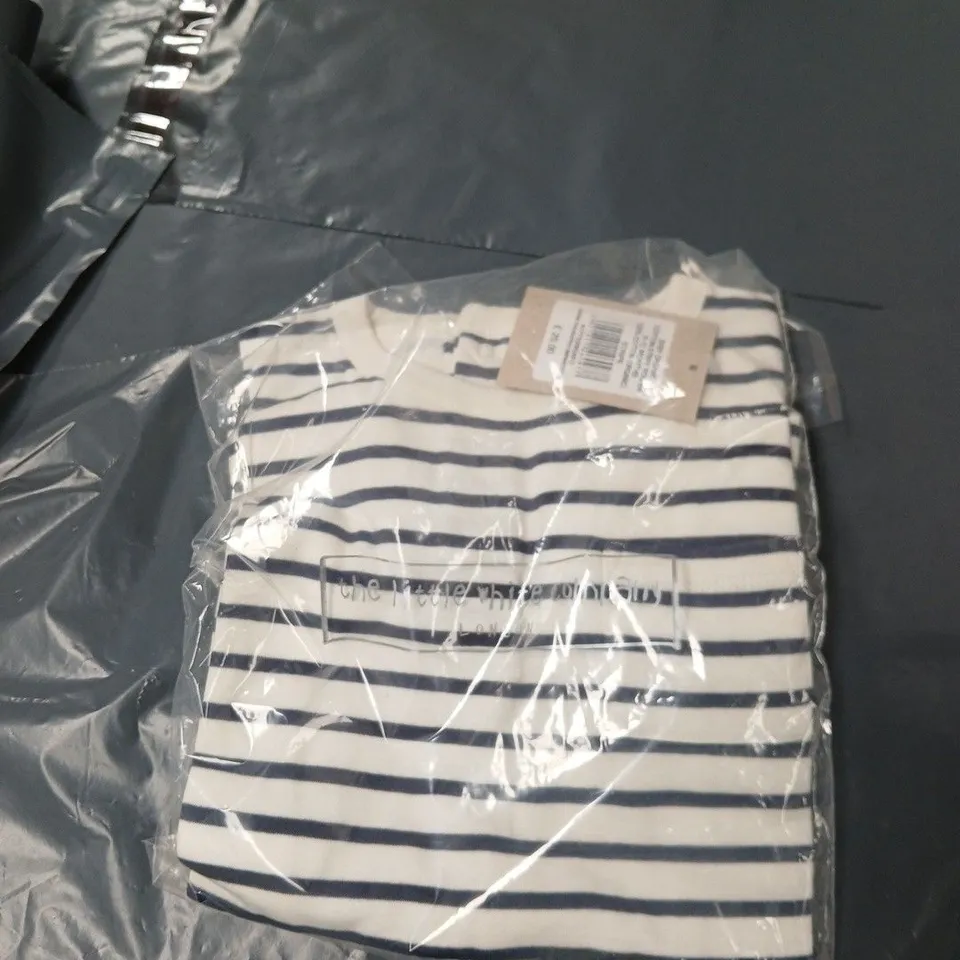 THE LITTLE WHITE OMPANY BABY ORGANIC COTTON STRIPE ROMPER, 9-12 MONTHS