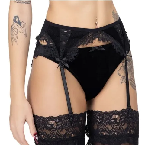 BRAND NEW KILLSTAR - MEPHISTAN MUSE - BLACK GARTER BELT SIZE 3XL