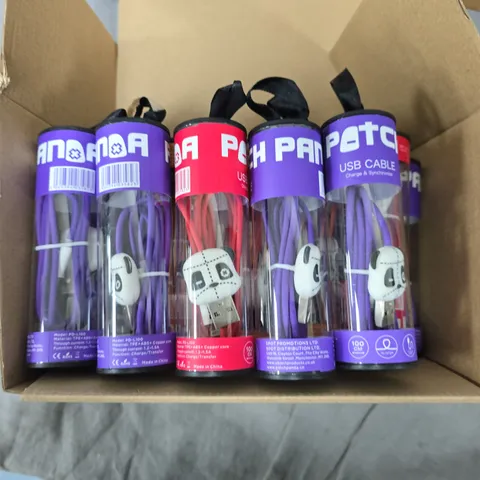 APPROXIMATELY 20 ASSORTED PATCH USB LIGHTNING CONNECTORS CABLES TO INCLUDE ORANGE , PURPLE, RED & BLACK VARIATIONS