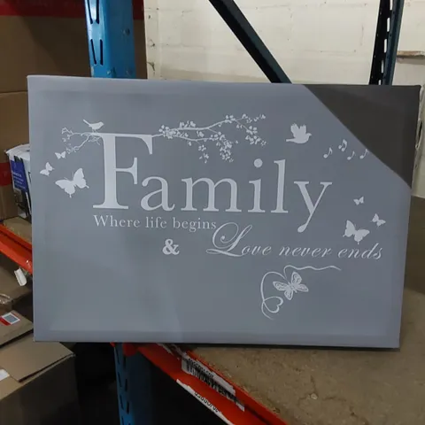 FAMILY WHERE LIFE BEGINS - WRAPPED CANVAS 