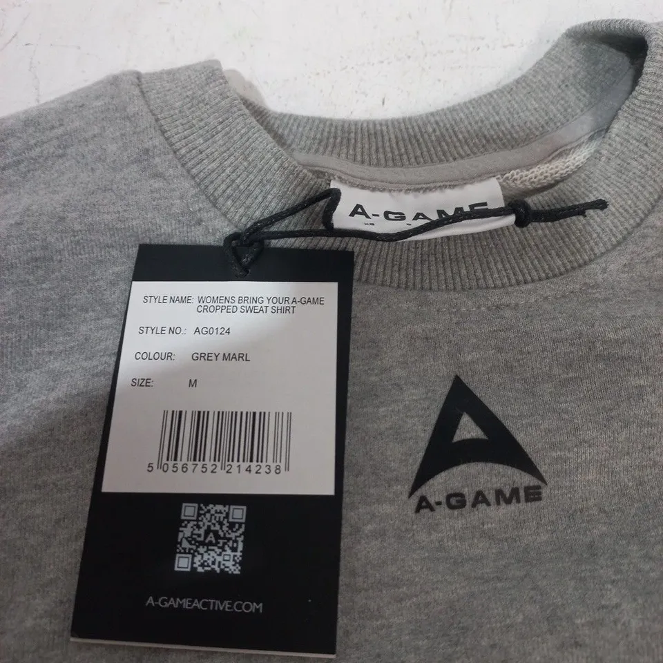 A-GAME WOMENS BRING YOUR A-GAME CROPPED JUMPER IN GREY - M