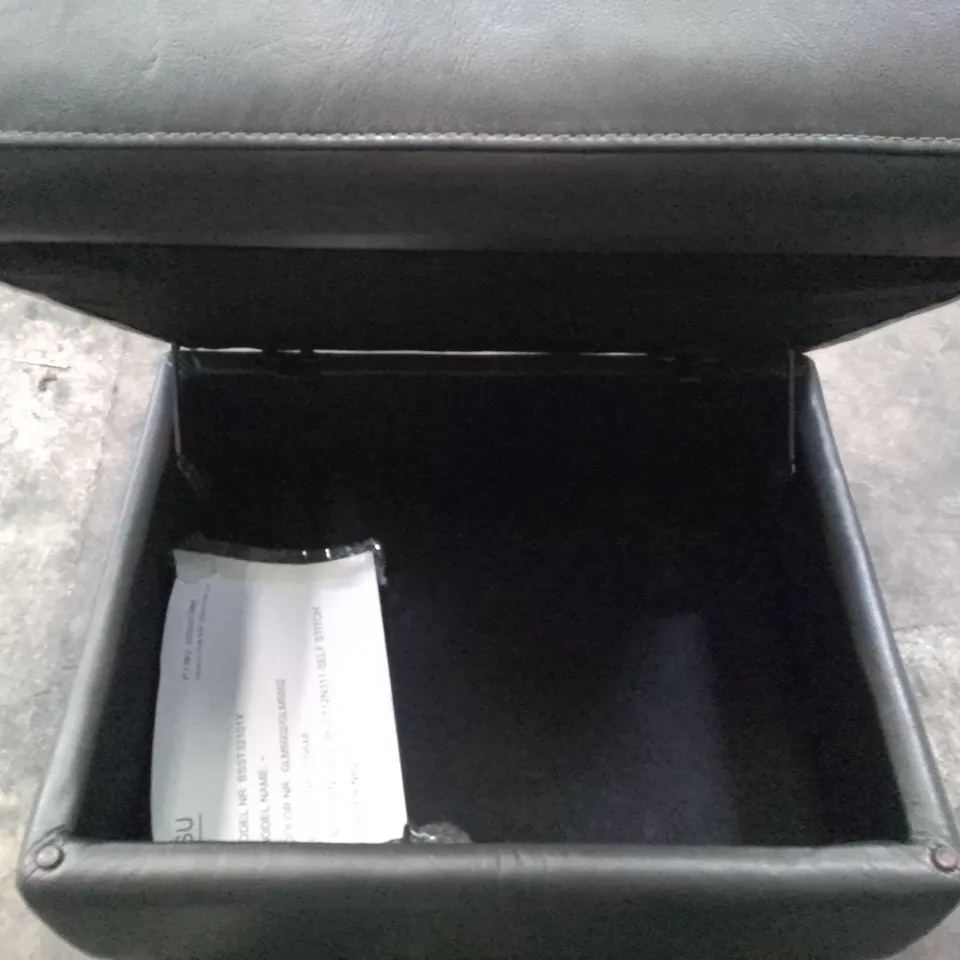 DESIGNER DARK GREY LEATHER STORAGE FOOTSTOOL
