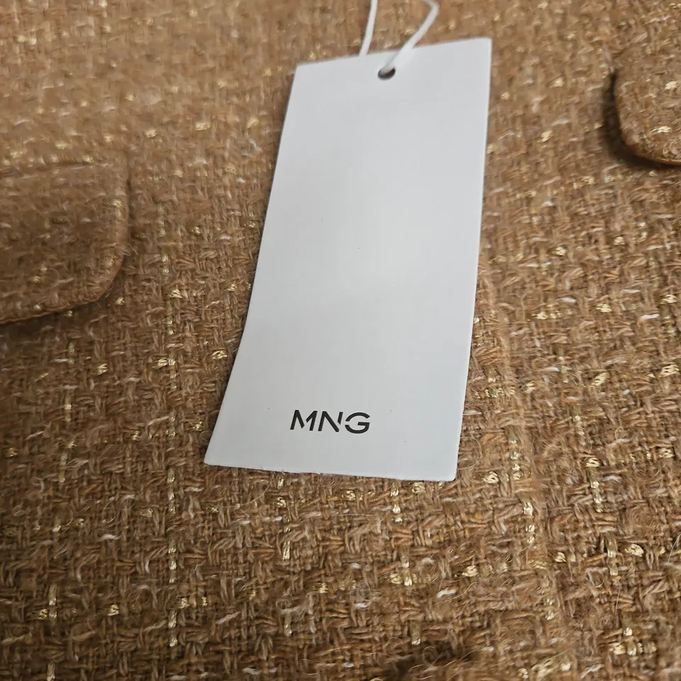 MANGO WOMEN'S TWEED JACKET – SAND BEIGE, SIZE S