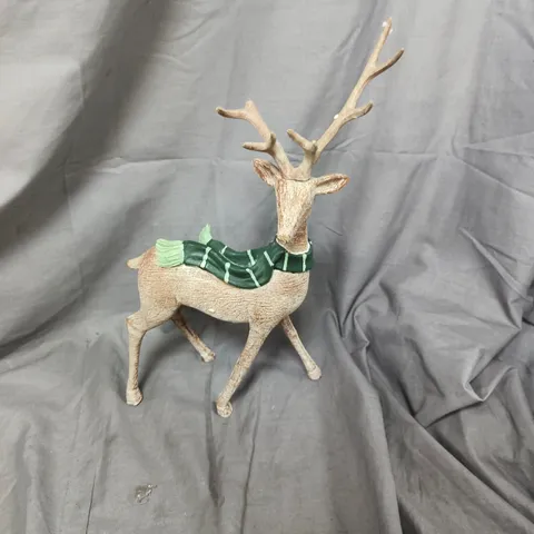 32 CM RESIN REINDEER IN SCARF CHRISTMAS DECORATION 