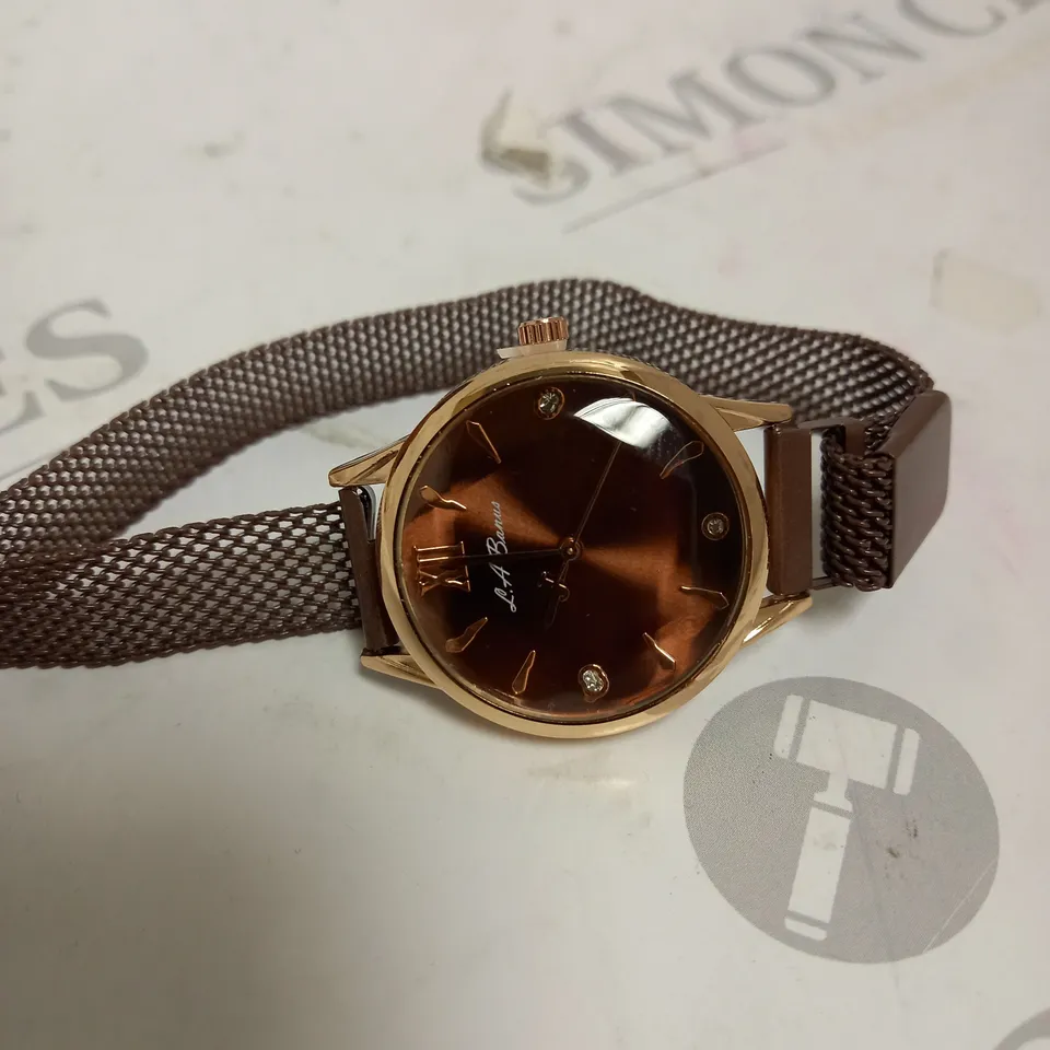 LA BANUS COPPER FACE WOMENS WRIST WATCH 