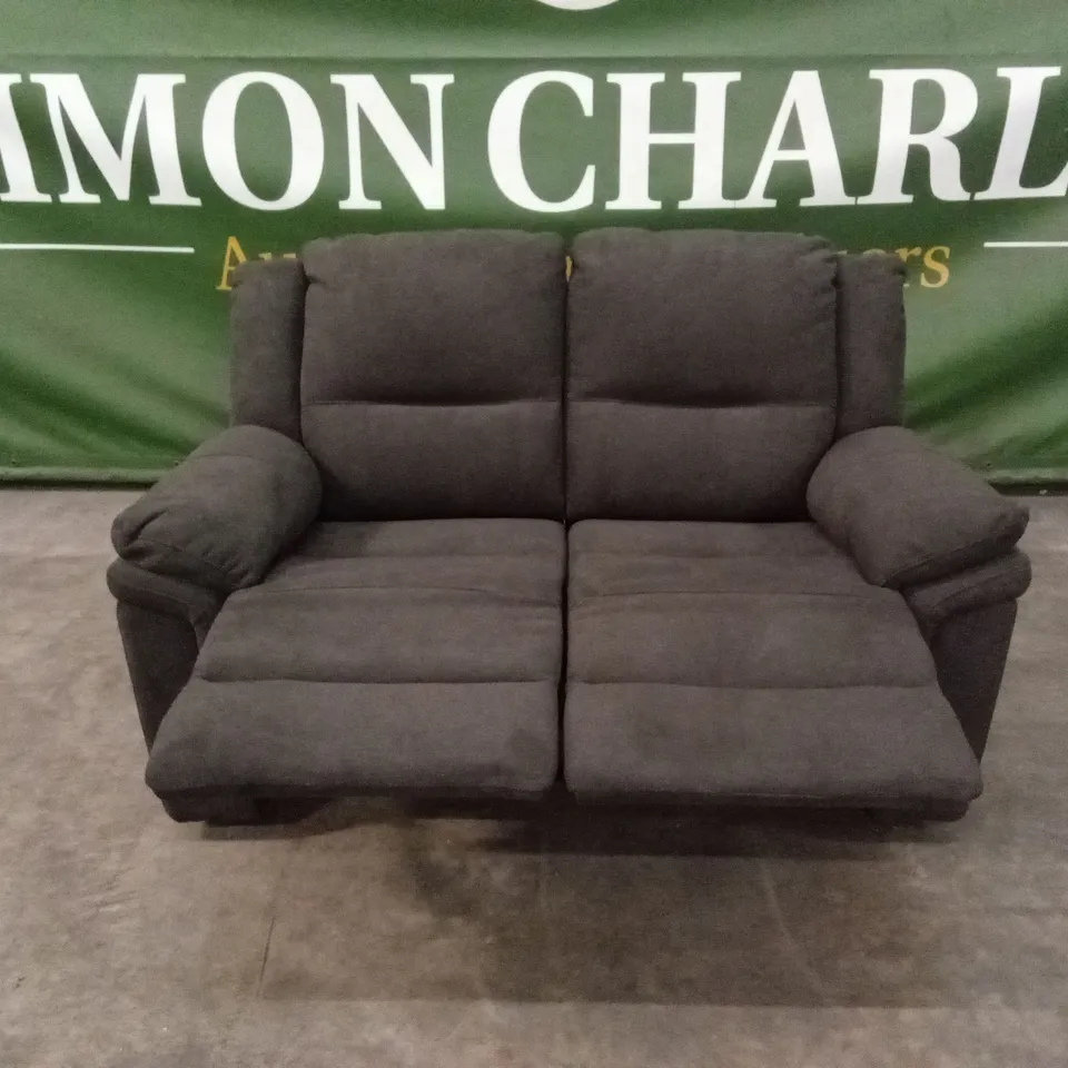 ALBION CHENILLE 2 SEATER HIGH BACK MANUAL RECLINER SOFA - CHARCOAL RRP £579