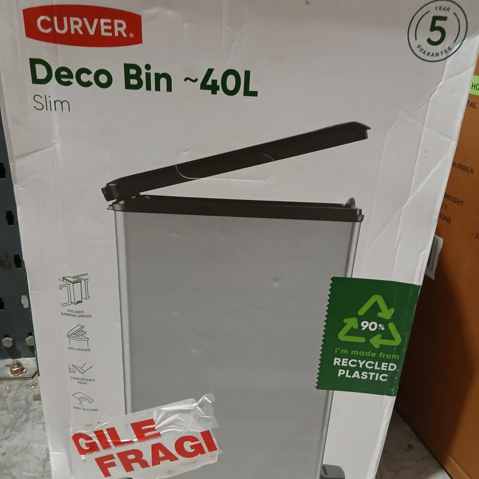 CURVER DECO BIN SLIM 40L – PLASTIC WASTE BIN (BOXED)
