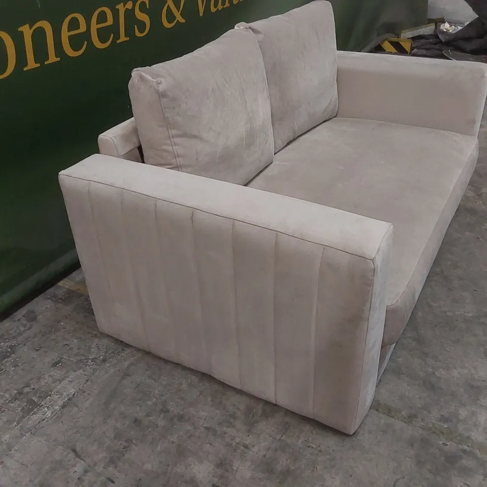 QUALITY DESIGNER 2 SEATER VELVET UPHOLSTERED SOFA