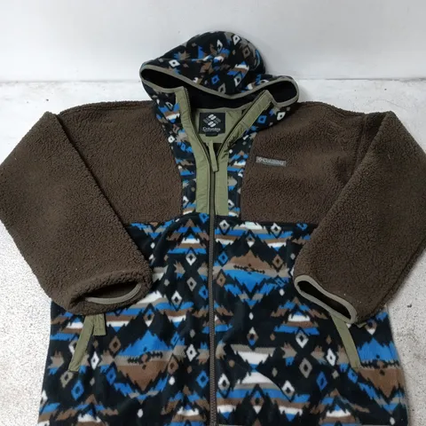 COLUMBIA FLEECE JACKET, MEN'S MEDIUM (M/M) β PATTERNED ZIP