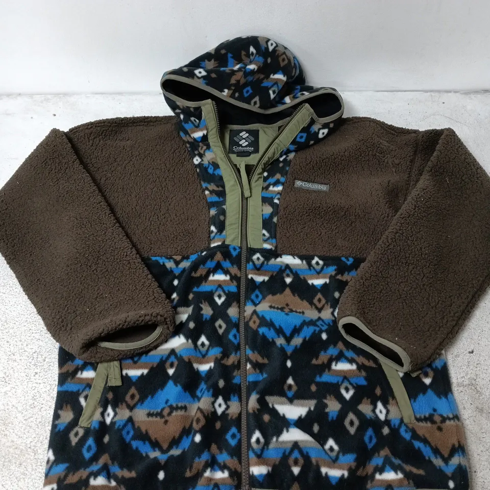 COLUMBIA FLEECE JACKET, MEN'S MEDIUM (M/M) – PATTERNED ZIP