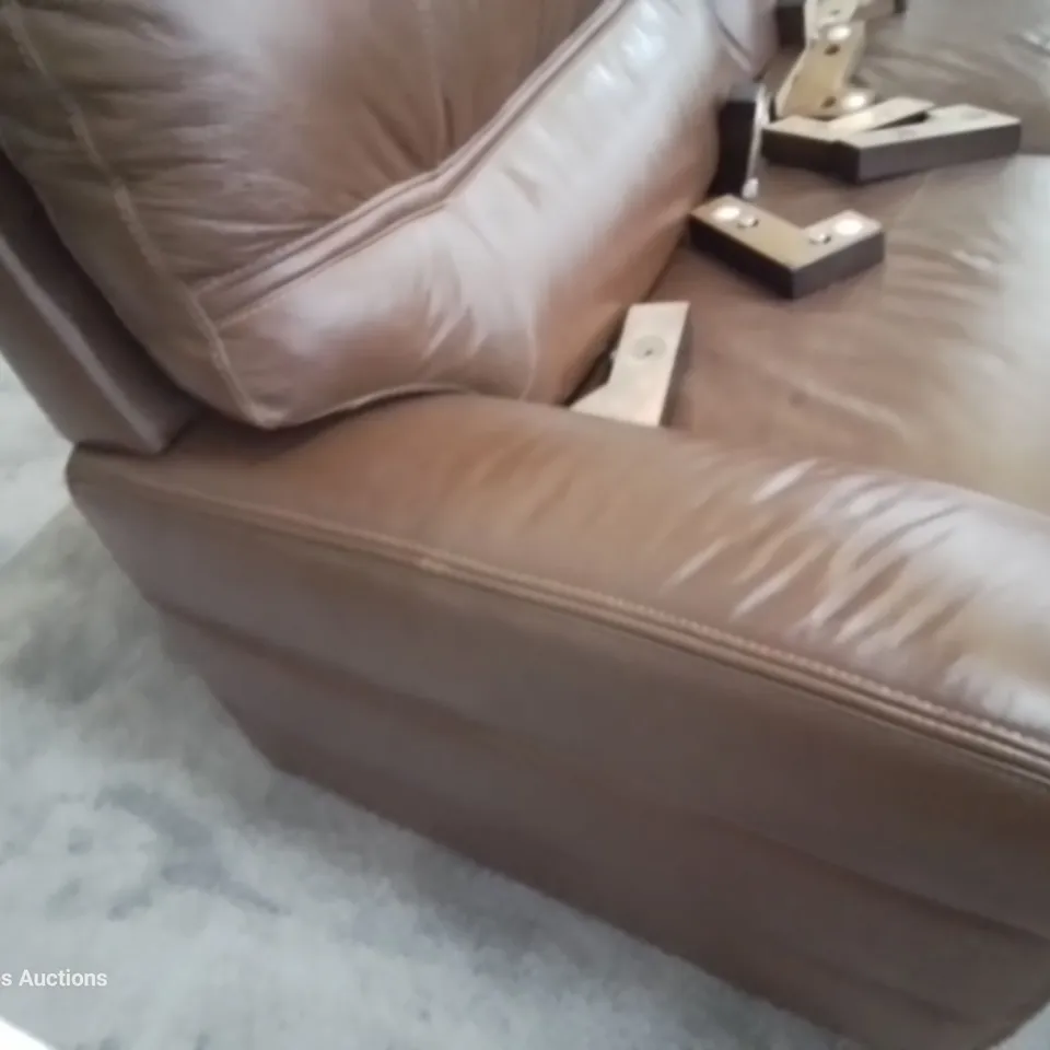 QUALITY DESIGNER THREE SEATER SOFA CHESTNUT LEATHER 