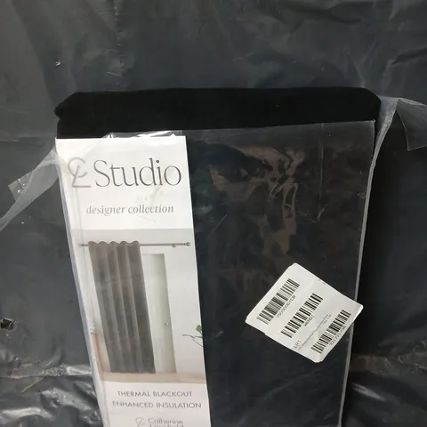 CATHERINE LANSFIELD WILSON VELVET THERMAL BLACKOUT DOOR CURTAIN - BLACK - 66" X 84"