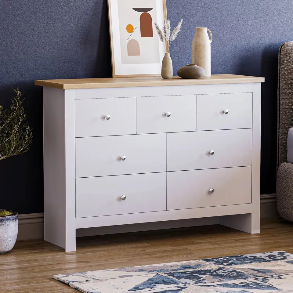BOXED MORLEY 7 DRAWER 111.5CM WIDE CHEST OF DRAWERS [3 BOXES]