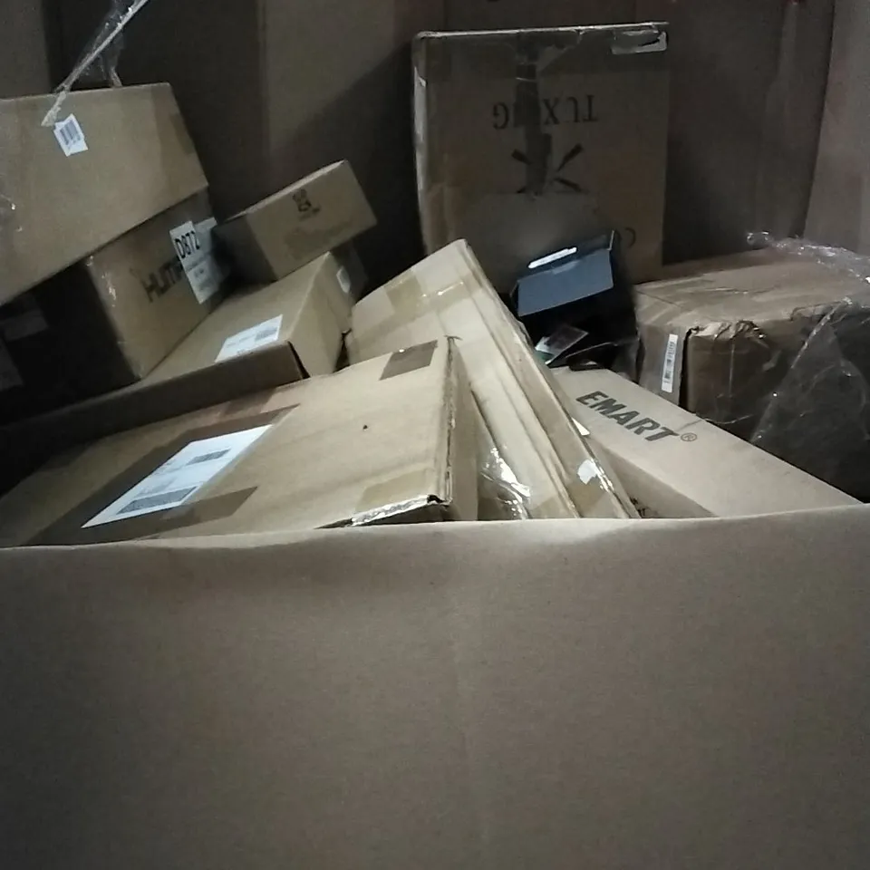 PALLET OF HOUSEHOLD ITEMS TO INCLUDE FACIAL STEAMER, TV WALL MOUNT, WIRELESS SPEAKER STAND AND OTHER ASSORTED ITEMS...